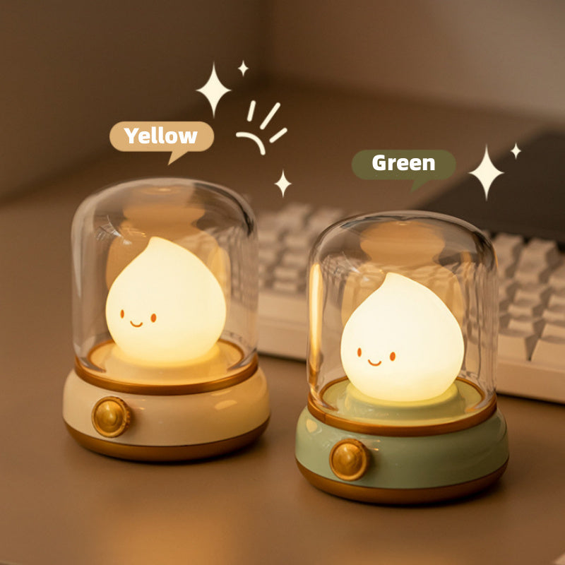 Retro Small Night Lamp Bedroom Mini Desktop LED Cute Night Lamp Creative USB Rechargeable Portable Cartoon Table Lamp For Coffee Bar Hotel Bedroom Home Decor - Nyaabs