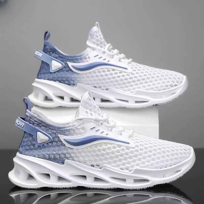 Men's Lace-up Sneakers Mesh Sports Shoes Fashion Hollow-sole Low Top Running Shoes - Nyaabs