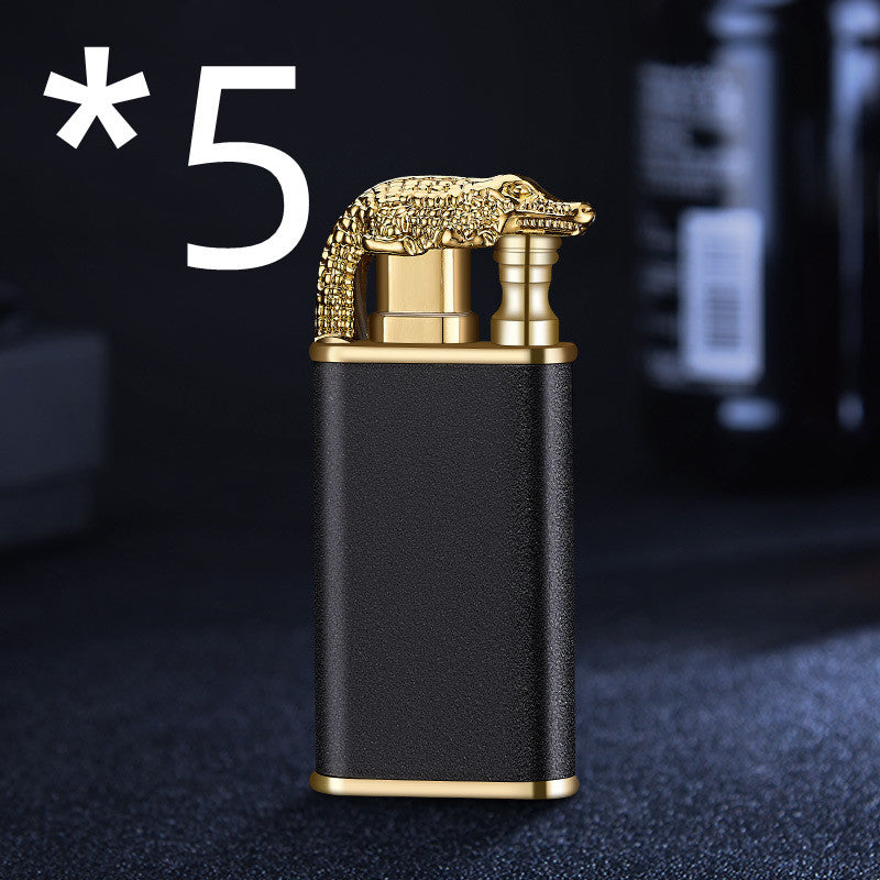 Creative Blue Flame Lighter Dolphin Dragon Tiger Double Fire Metal Winproof Lighter Inflatable Lighter nyaabs.com