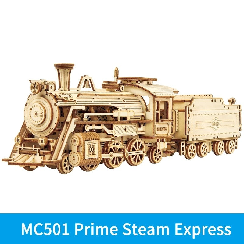 Robotime ROKR Train Model 3D Wooden Puzzle Toy Assembly Locomotive Model Building Kits for Children Kids Birthday Christmas Gift - Nyaabs