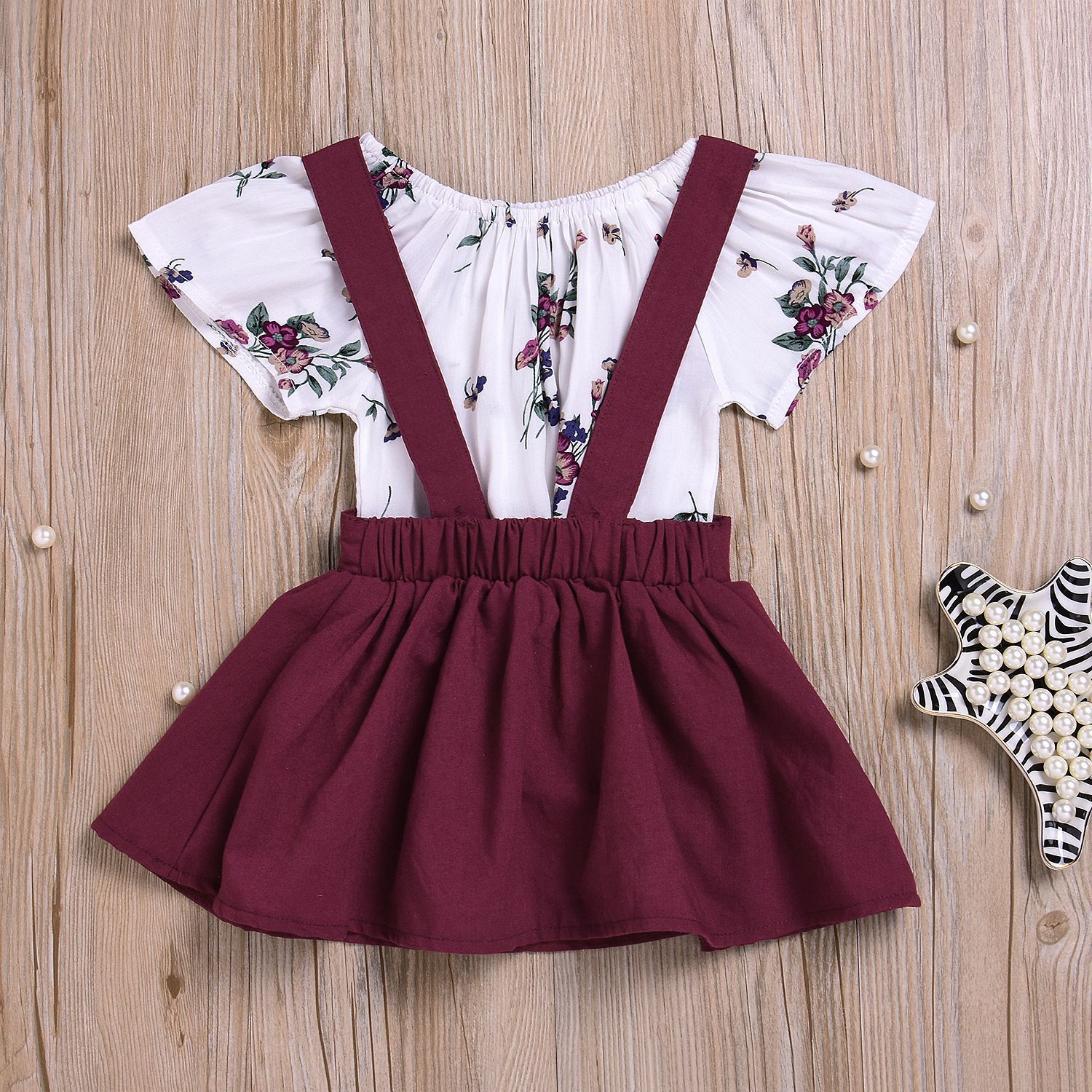 Patricia Floral Set  Toddler Kids Baby Girls Floral Romper Suspender Skirt Overalls 2PCS Outfits Baby Clothing - Nyaabs