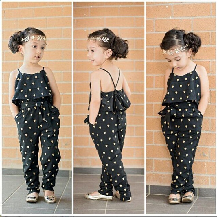 Fashion Summer Kids Girls Clothing Sets Cotton Sleeveless Polka Dot Strap Girls Jumpsuit Clothes Sets Outfits Children Suits - Nyaabs