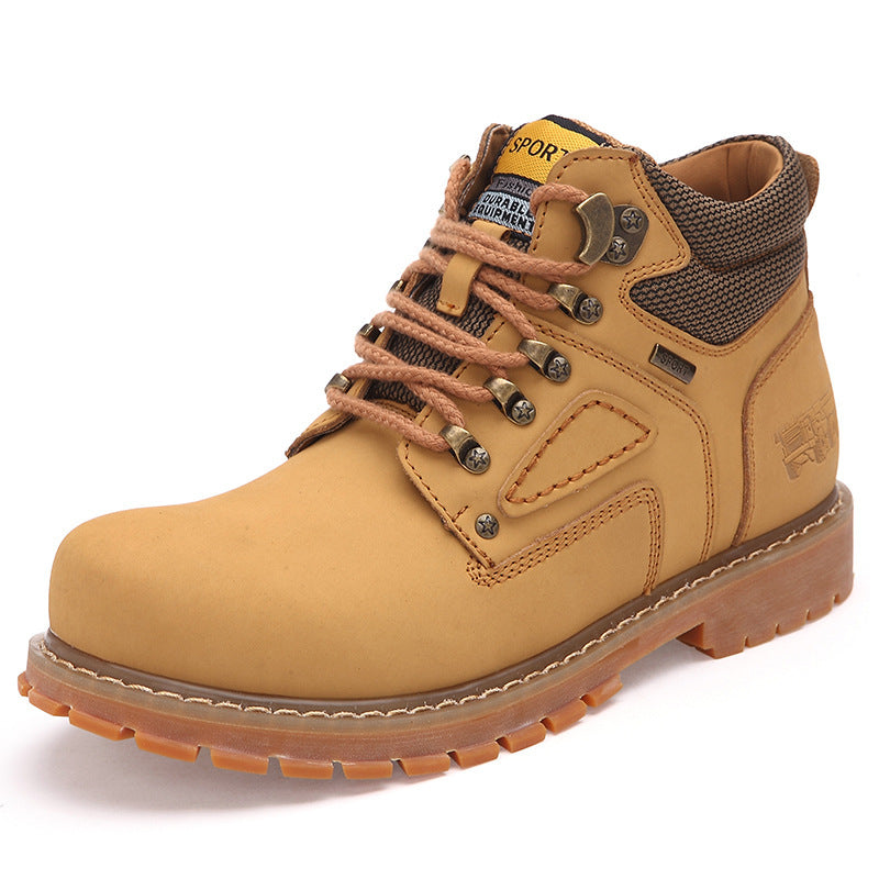 First Layer Cowhide High-Top Short Boots Plus Cotton Tooling Boots Casual Men's Shoes - Nyaabs