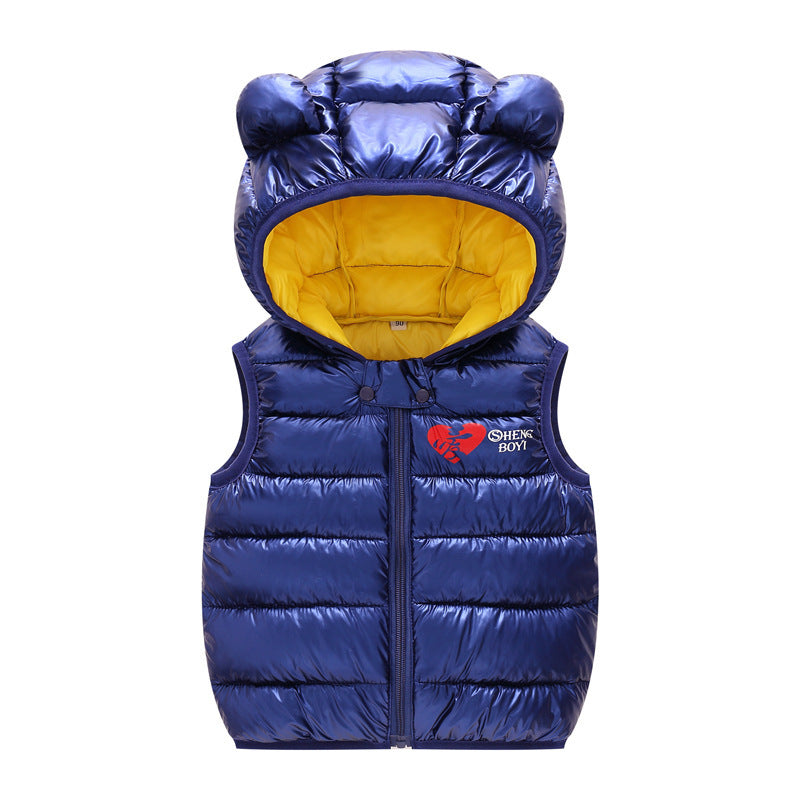 Children Warm Down Vest Autumn Baby Boys Girls Sleeveless Waistcoat Kids Outerwear Vests Children Hooded Jackets - Nyaabs