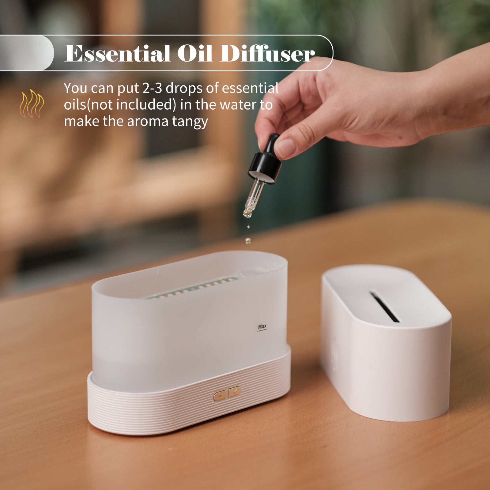 Aroma Diffuser With Flame Light Mist Humidifier Aromatherapy Diffuser With Waterless Auto-Off Protection For Spa Home Yoga Office nyaabs.com