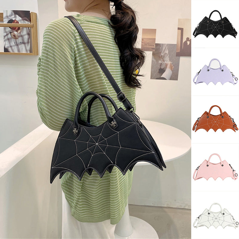 Halloween Spider Web Shape Shoulder Bags Personality Batgirl Tide Pu Handbags Fashoin Messenger Crossbody Bag - Nyaabs