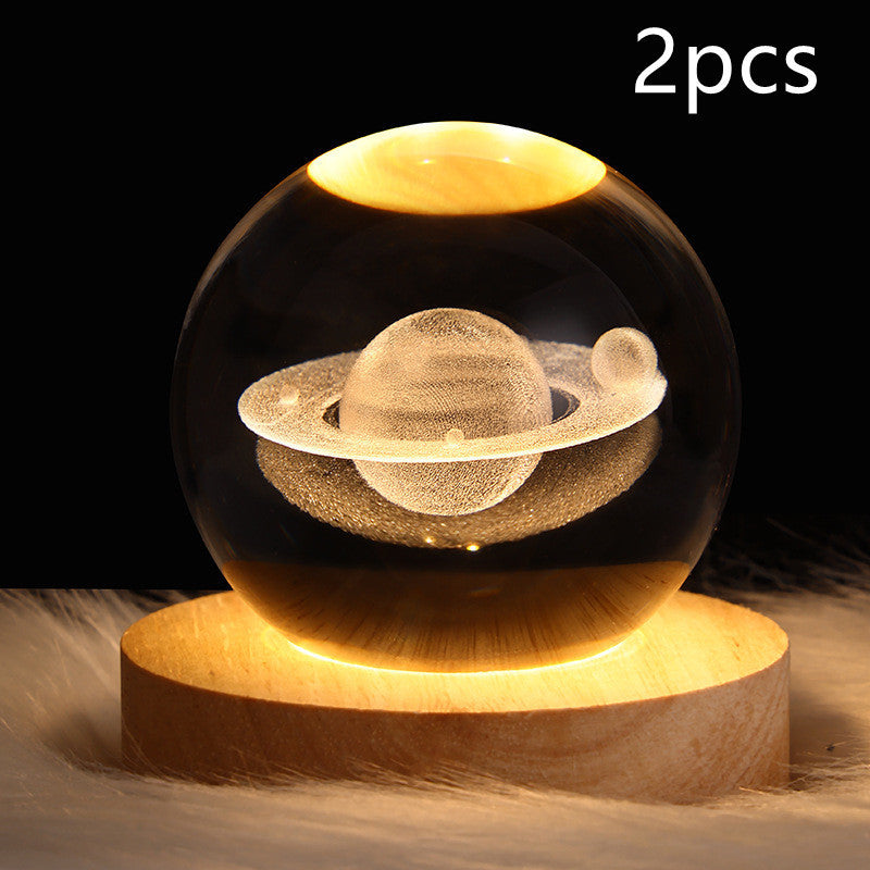 LED Night Light Galaxy Crystal Ball Table Lamp 3D Planet Moon Lamp Bedroom Home Decor For Kids Party Children Birthday Gifts nyaabs.com