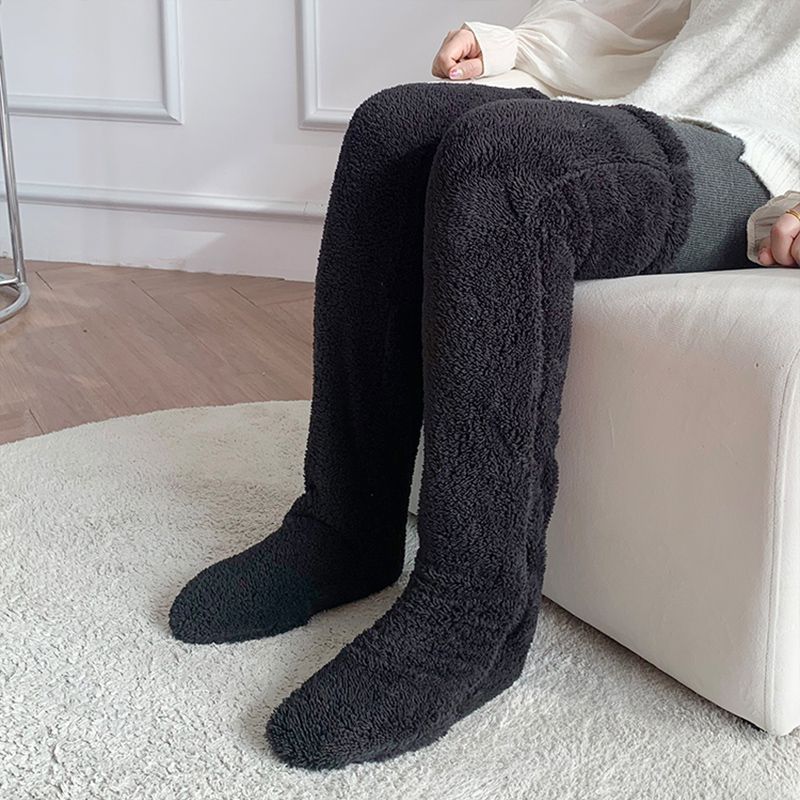 Over Knee High Fuzzy Long Socks Winter Warm Cold Leg Knee Joint Cold-proof Stockings Home Floor Sleeping Socks - Nyaabs