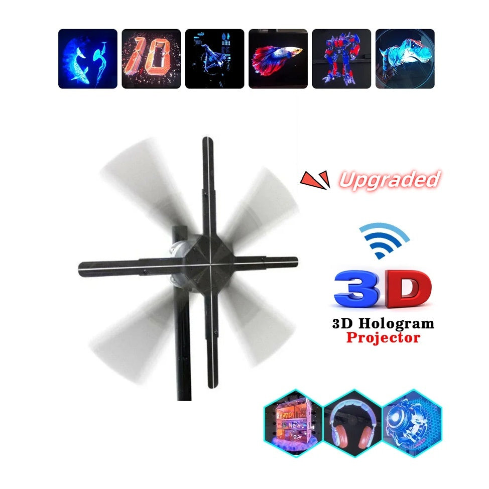 Upgraded Naked Eye 3D Holographic Advertising Machine Fan Screen Support Lmage Video Store Bar Party Advertising Display - Nyaabs