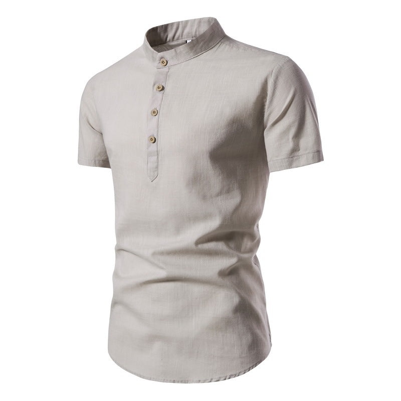 Cotton And Linen Half Open Men's Shirt - Nyaabs