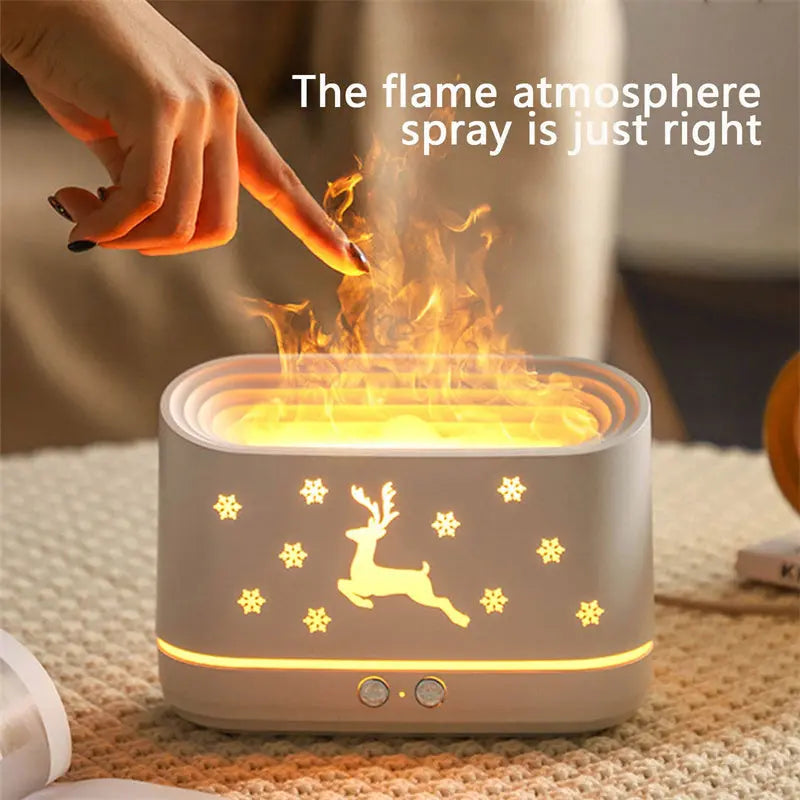 Elk Flame Humidifier Diffuser Mute Household Atmosphere Lamp Christmas Home Decorations - Nyaabs