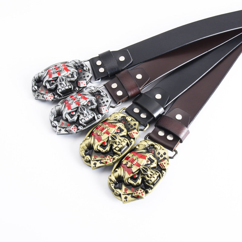 Fashion Simple Skull Shape Leather Belt - Nyaabs