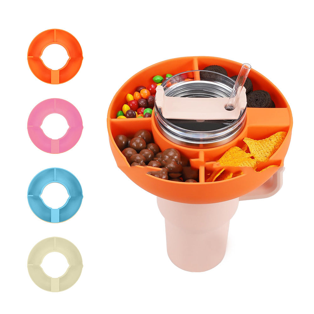 Silicone Snack For Cup 40 Oz Reusable Snack Container 4 Compartment Snack Platters Cup Snack Bowl Cup Holder Food Tray - Nyaabs