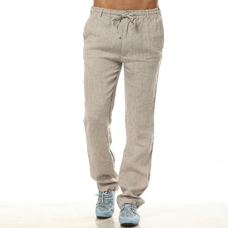 Men's Thin Casual Elastic Waist Linen Pant nyaabs.com