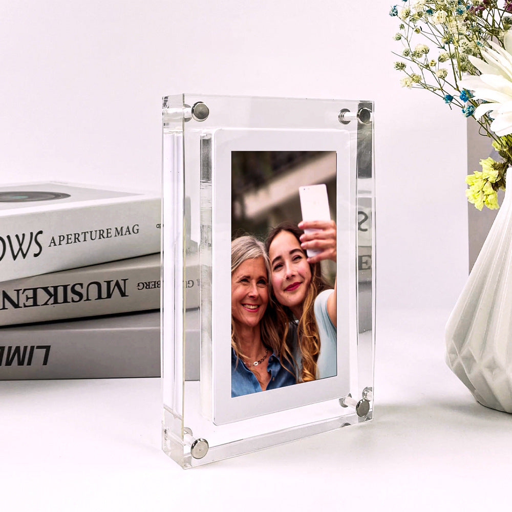 Digital Picture Frame Acrylic Video Player Digital Photo Frame Vertical Display With 1GB And Battery Type C Video Frame Gift For Loved - Nyaabs