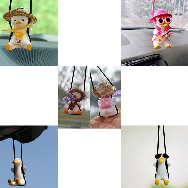 Car Pendant Cute Anime Little Duck Swing Auto Rearview Mirror Hanging Ornaments Interior Decoraction Accessories For Girls Gifts - Nyaabs