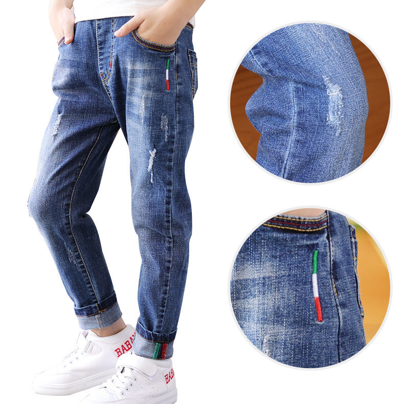 Boys' denim trousers, new style, big children's trousers, spring and autumn children's trousers - Nyaabs