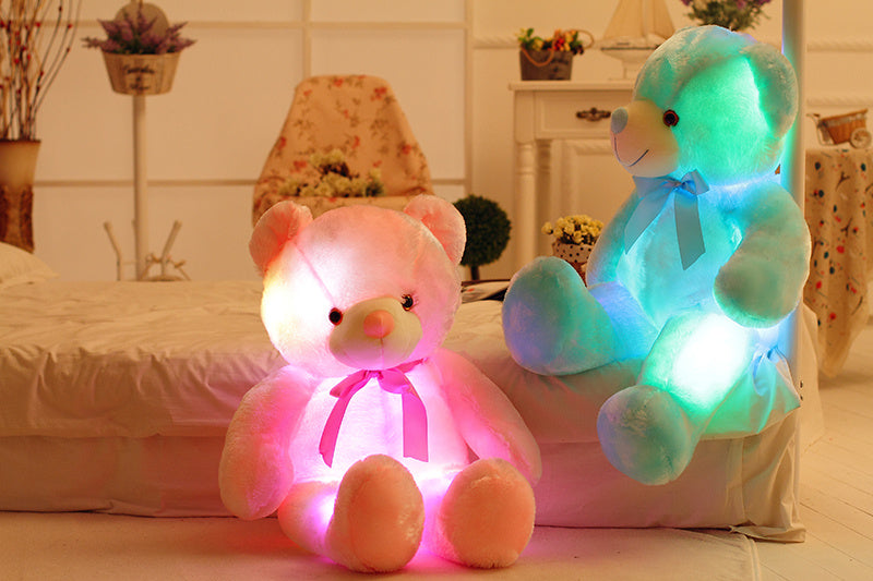 Creative Light Up LED Teddy Bear Stuffed Animals Plush Toy Colorful Glowing Christmas Gift For Kids Pillow - Nyaabs