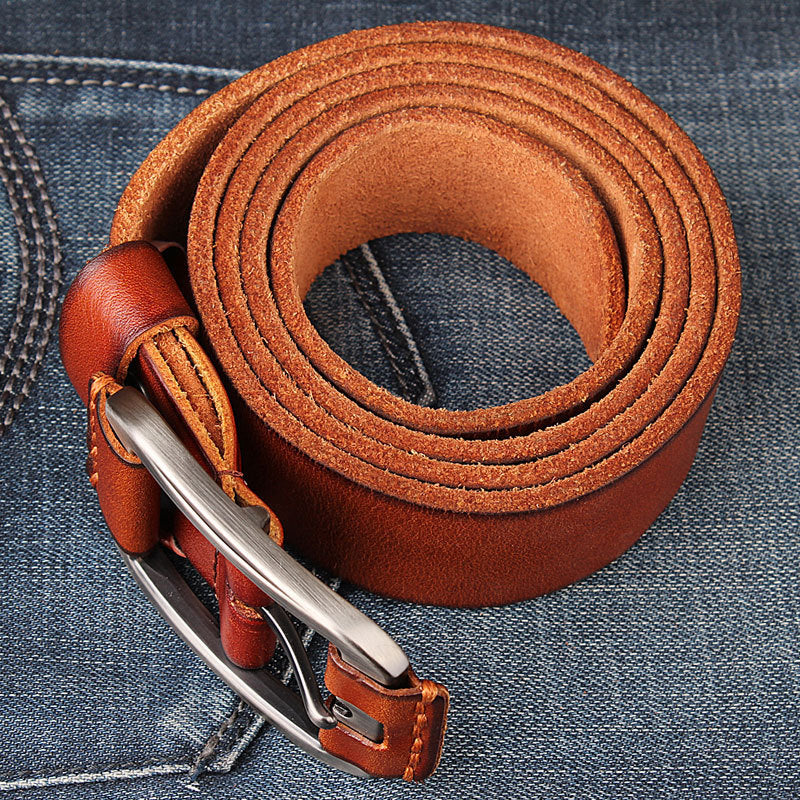 Men's Leather Belt In One Single Layer First Layer - Nyaabs