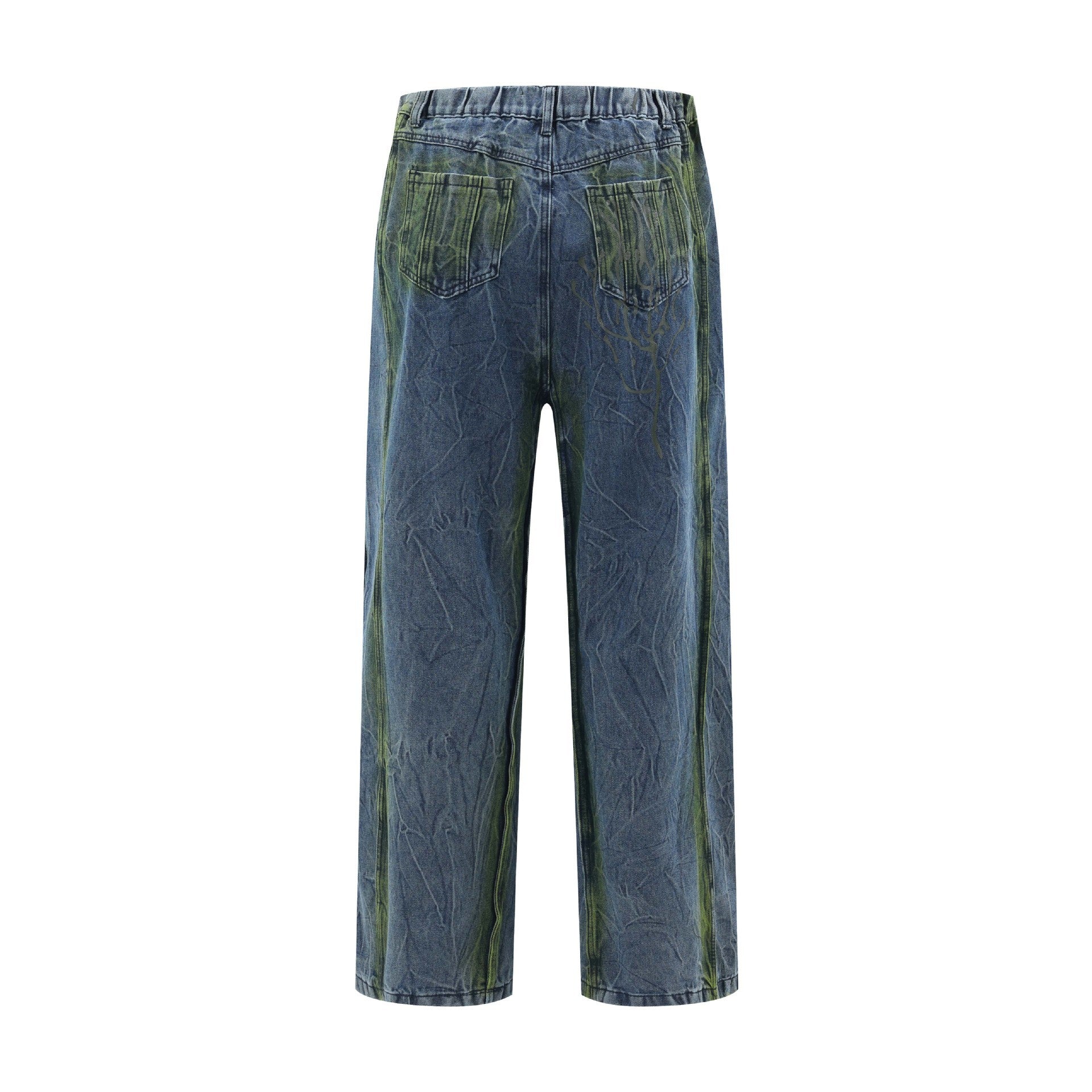 Washed Distressed Tie-dyed Flanging Jeans - Nyaabs