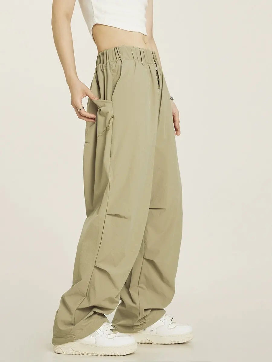 Vintage Pleated Parachute Pants Cargo Pants - Nyaabs