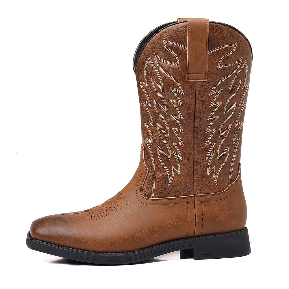 Retro Wide Head Western Cowboy Boot - Nyaabs