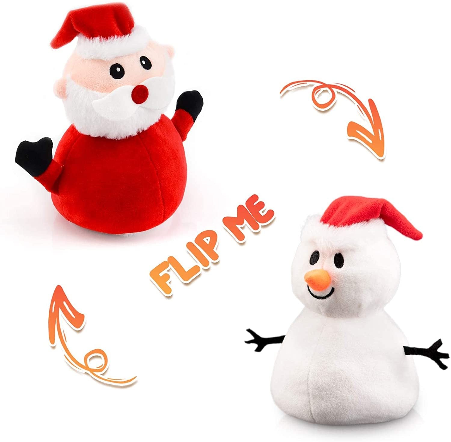 Santa Plush Snowman Plush Toy Reversible Christmas Santa Claus Double Side Stuffed Plushie Soft Doll New Year Birthday Gift for Kids Amazon Platform Banned - Nyaabs