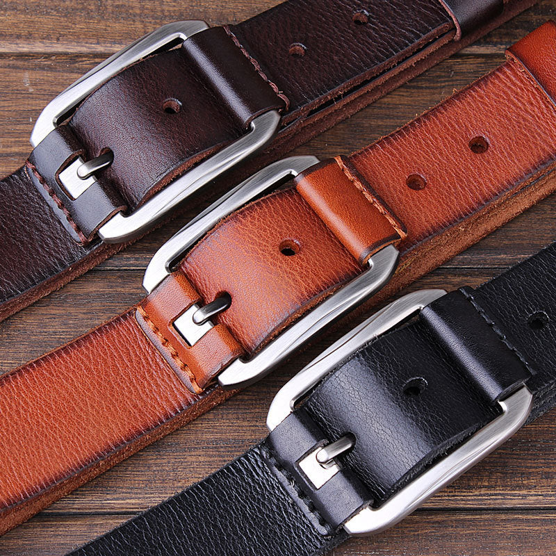 Men's Leather Belt In One Single Layer First Layer - Nyaabs