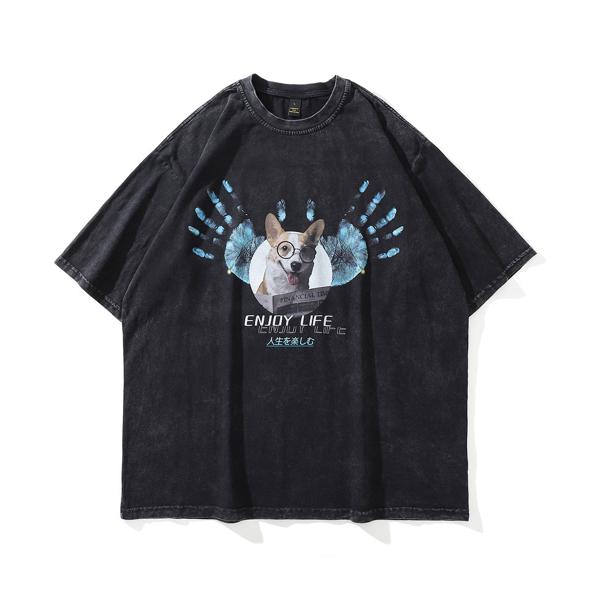 Dog Print Loose-fitting Pure Cotton Short Sleeves T-shirt nyaabs.com