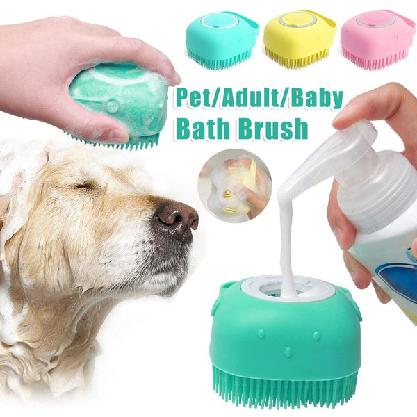 Silicone Dog Bath Massage Gloves Brush Pet Cat Bathroom Cleaning Tool Comb Brush For Dog Can Pour Shampoo Dog Grooming Supplies nyaabs.com