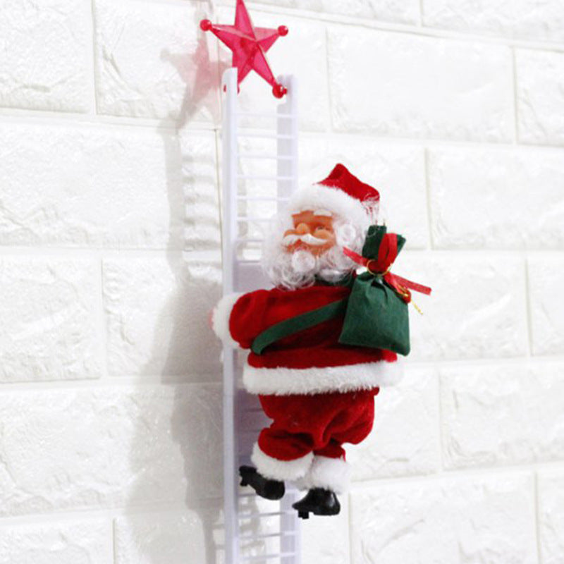 Climbing Ladder Electric Santa Claus Climbing Red Ladder Doll Toy - Nyaabs