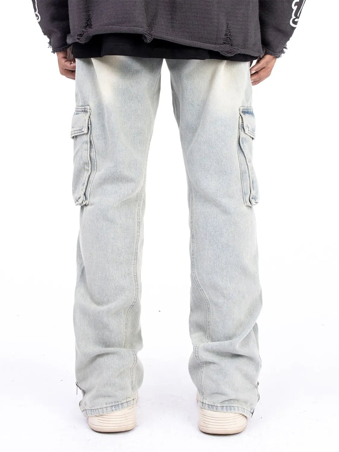 American Style Autumn And Winter Washed And Made Old Micro Elastic Jeans With Zipper Design At The Hem For Casual Pants - Nyaabs