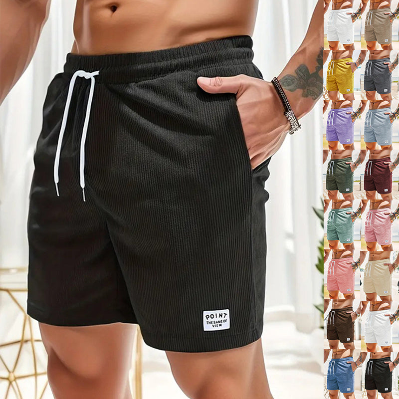 Lace-up Drawstring Shorts Summer Corduroy Sports Short Pants Mens Clothing - Nyaabs