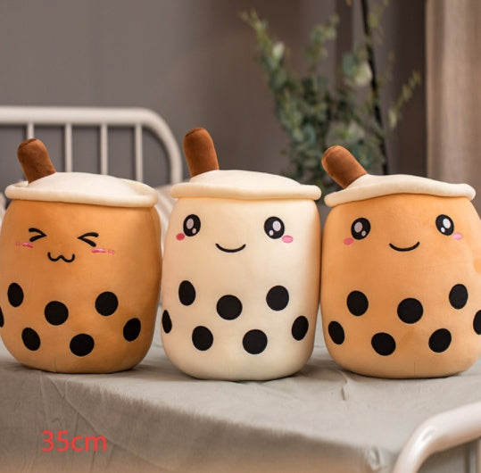 Cute Fruit Drink Plush Stuffed Soft Strawberry Milk Tea Plush Boba Tea Cup Toy Bubble Tea Pillow Cushion Kids Gift - Nyaabs