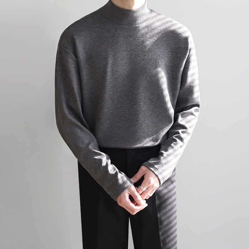 Half Turtleneck Bottoming Shirt Men's Pure Cotton Long Sleeve T-shirt - Nyaabs