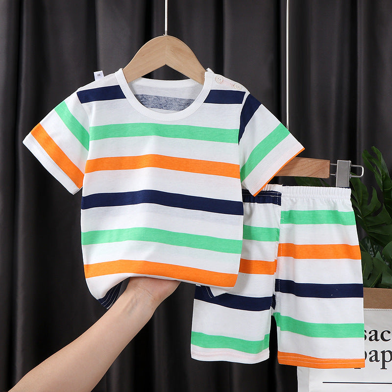 Two-piece Cotton T-shirt With Short Sleeves For Boys And Girls - Nyaabs