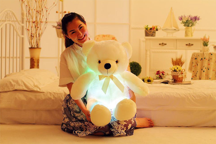 Creative Light Up LED Teddy Bear Stuffed Animals Plush Toy Colorful Glowing Christmas Gift For Kids Pillow - Nyaabs