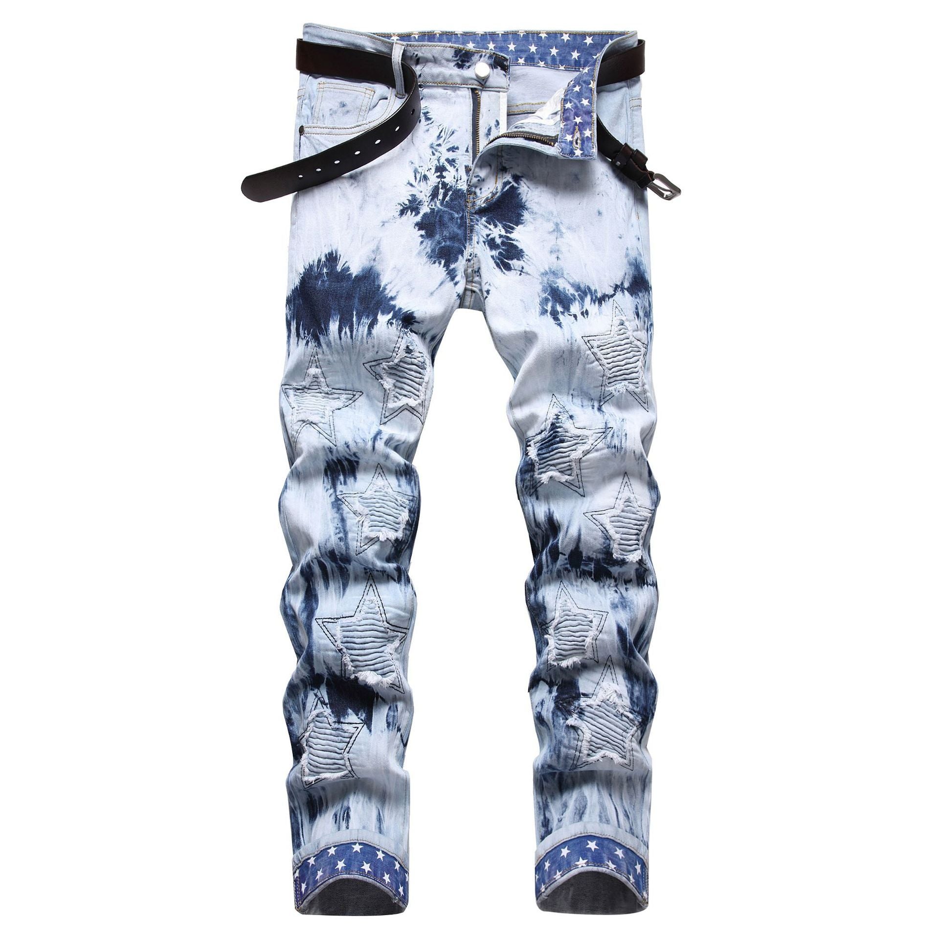 Youth Embroidery Float Fashionable Denim Trousers - Nyaabs