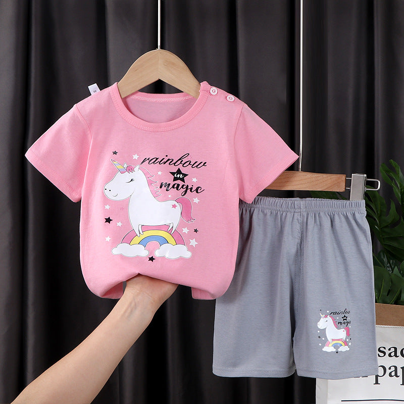 Two-piece Cotton T-shirt With Short Sleeves For Boys And Girls - Nyaabs