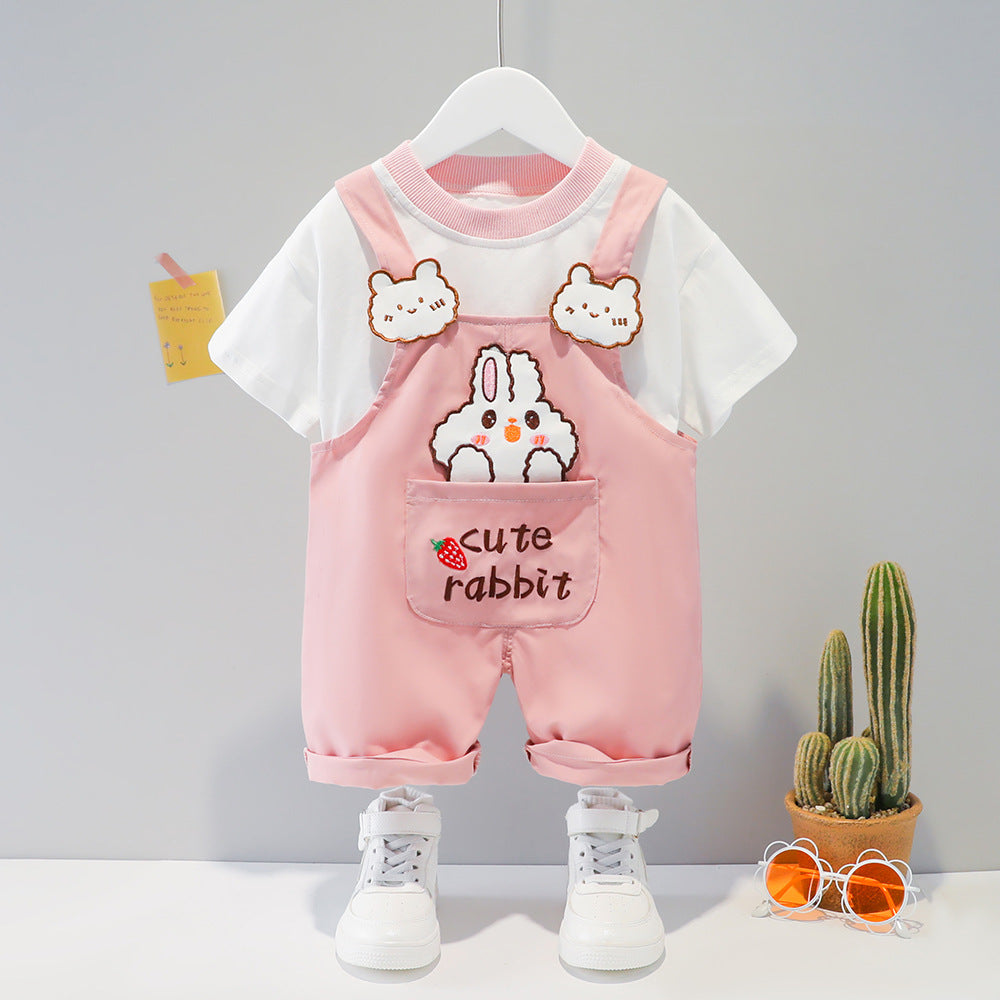 Children's Clothing Men And Women Baby Summer Cartoon Short-sleeved Overalls - Nyaabs