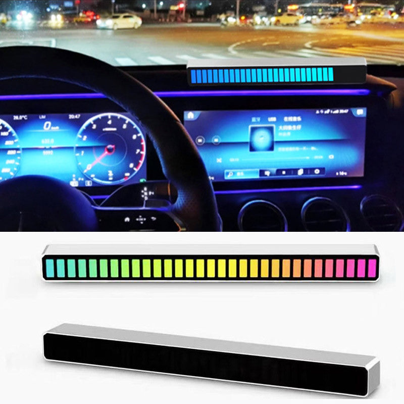 New Car Sound Control Light RGB Voice-Activated Music Rhythm Ambient Light With 32 LED 18 Colors Car Home Decoration Lamp - Nyaabs