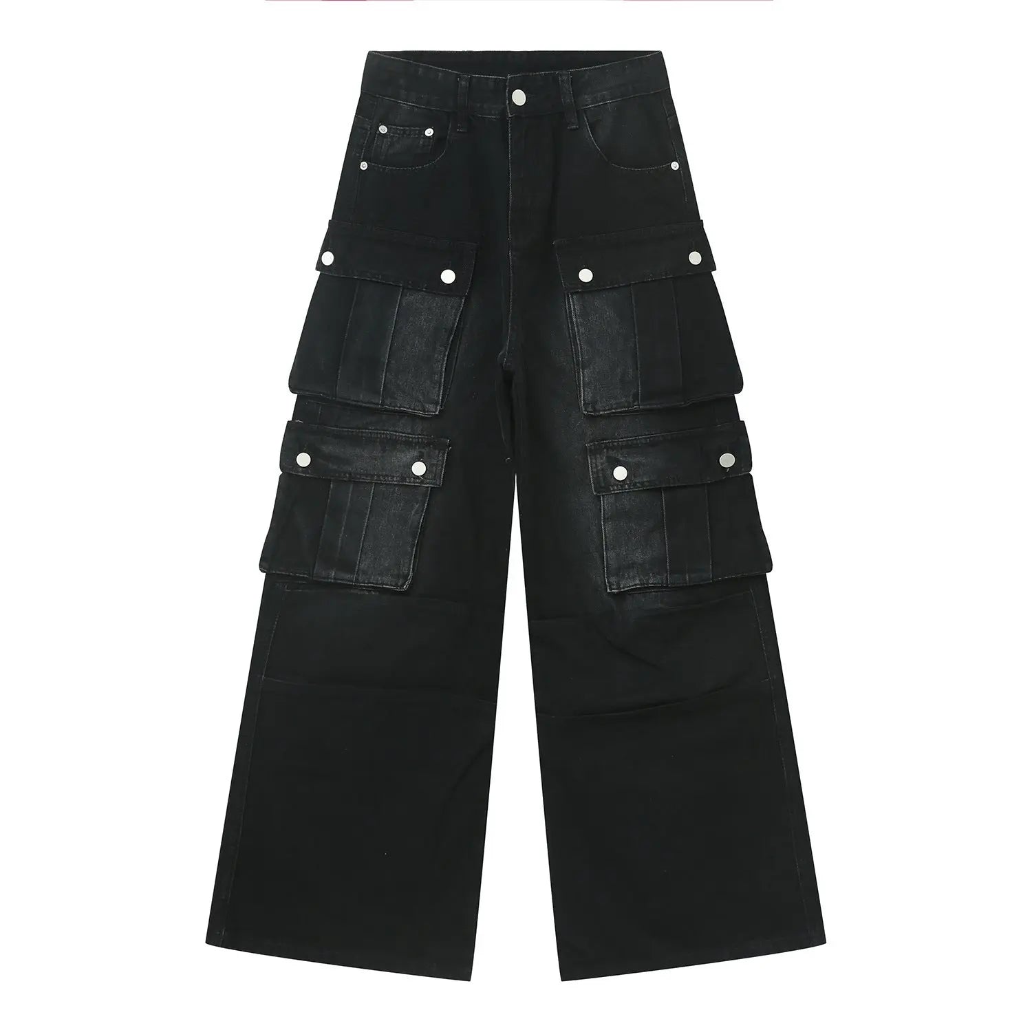 New Niche Retro Multi-pocket Design Tooling Wide Leg Jeans - Nyaabs