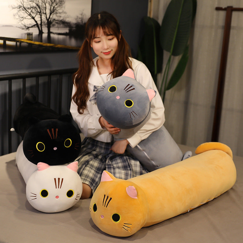 Large Size Cartoon Cat Plush Toys Stuffed Cloth Doll Long Animal Pillow Cushion - Nyaabs