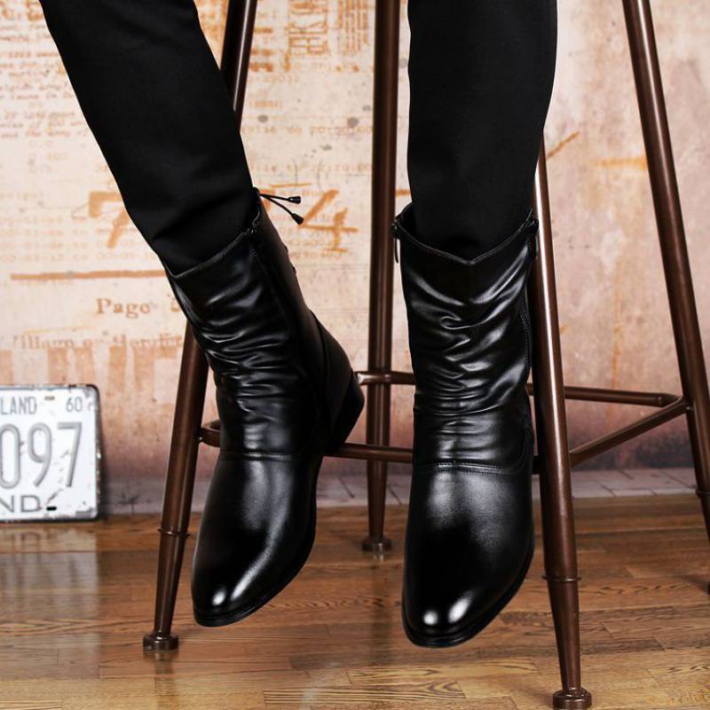 British Fashion Leather Pointed Men's Boots - Nyaabs