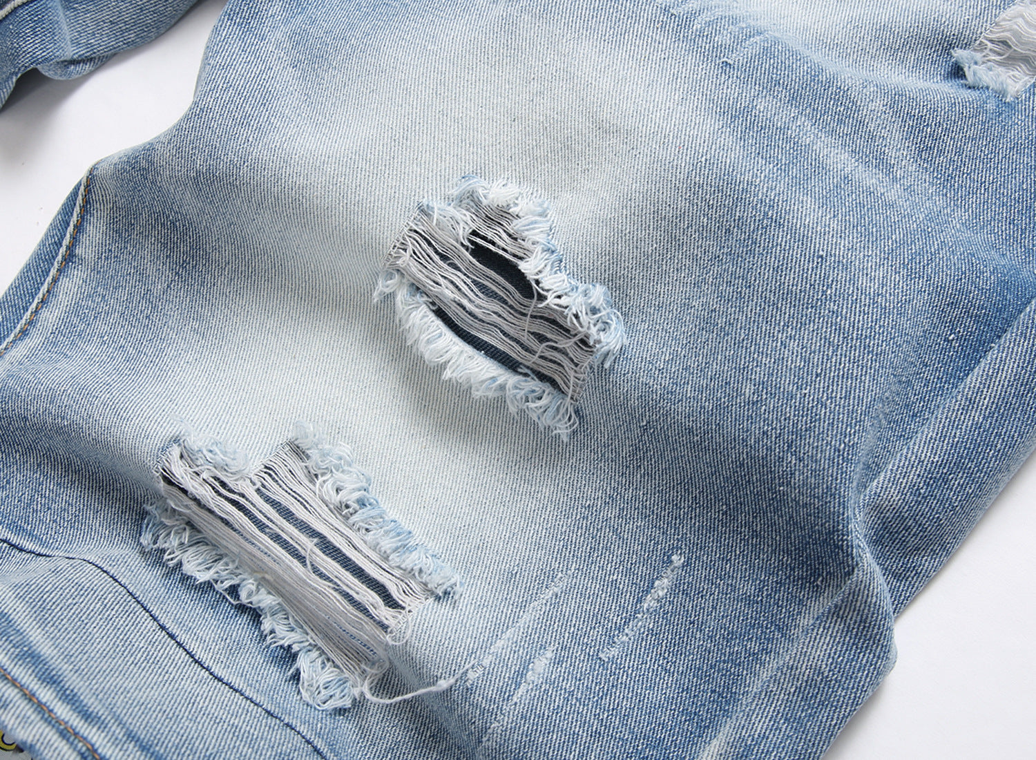 Worn Ripped Men's Five-point Denim Shorts - Nyaabs