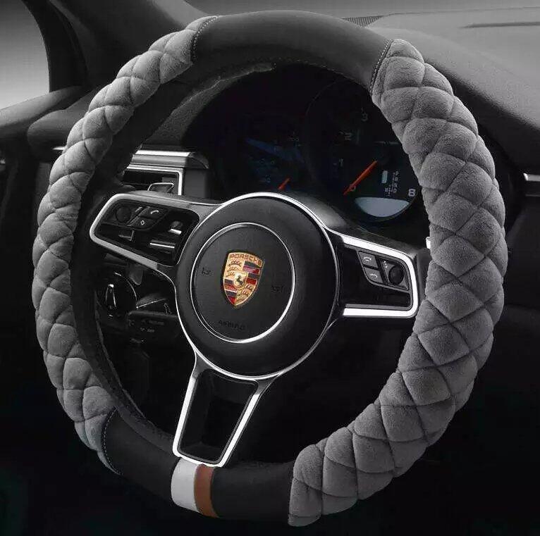 Universal Car Steering Wheel Cover Winter Decoration Cute 38cm Plush Footprint Auto Automobile Vehicle Steering Wheel Protector - Nyaabs