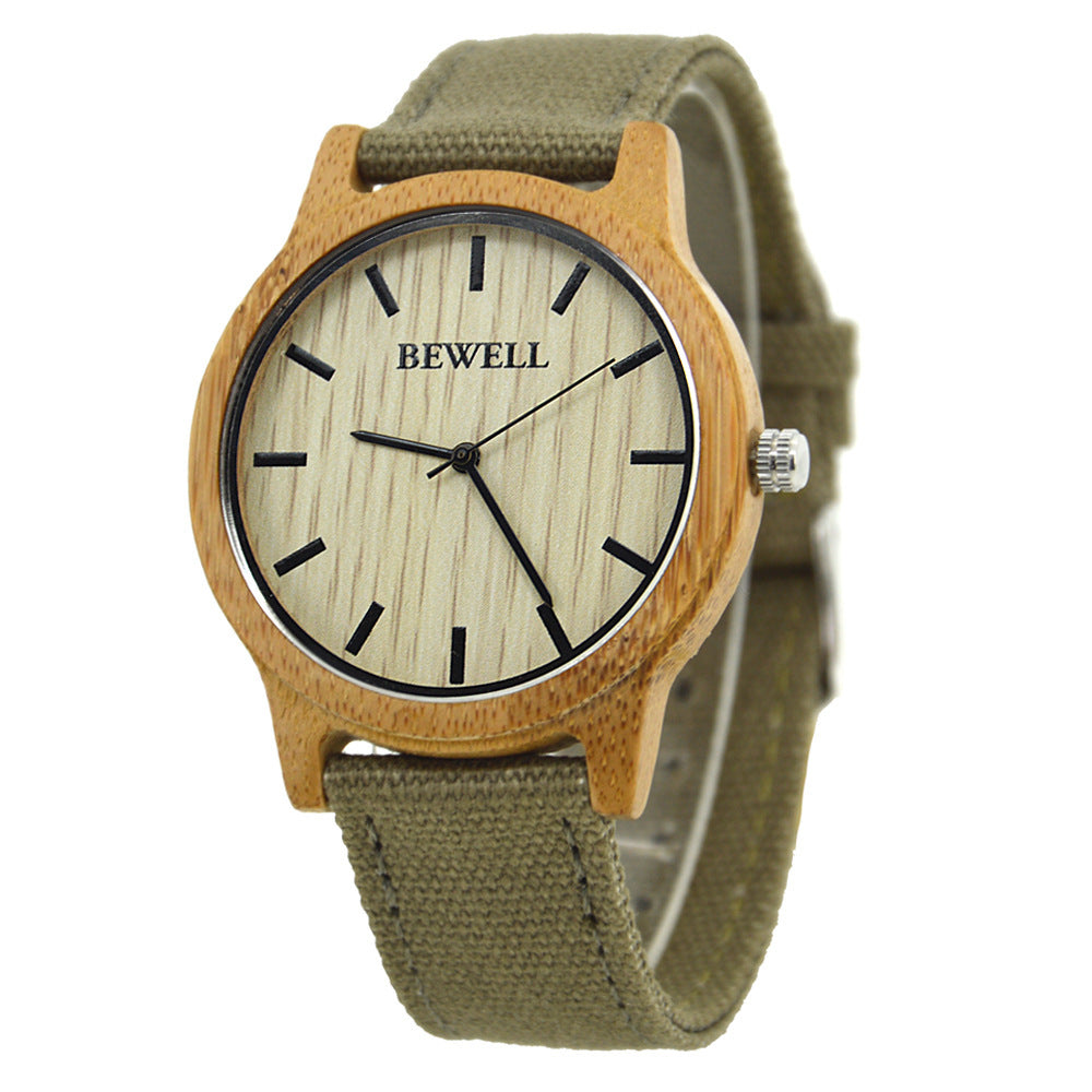 Simple canvas strap wooden watch - Nyaabs