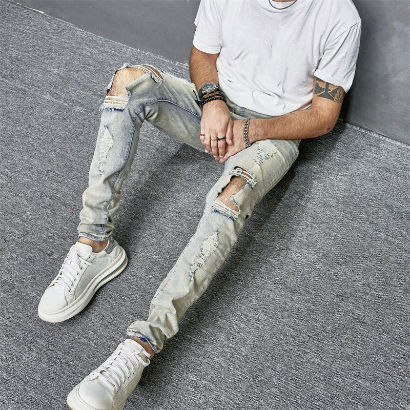 Skinny Motorcycle Jeans Men's Fashion - Nyaabs