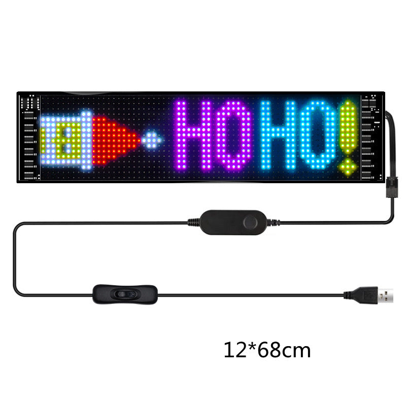 Programmable Car LED Sign LED Full-color Advertising Screen Ultra-thin Display Screen Custom Text Pattern Animation Display Car - Nyaabs