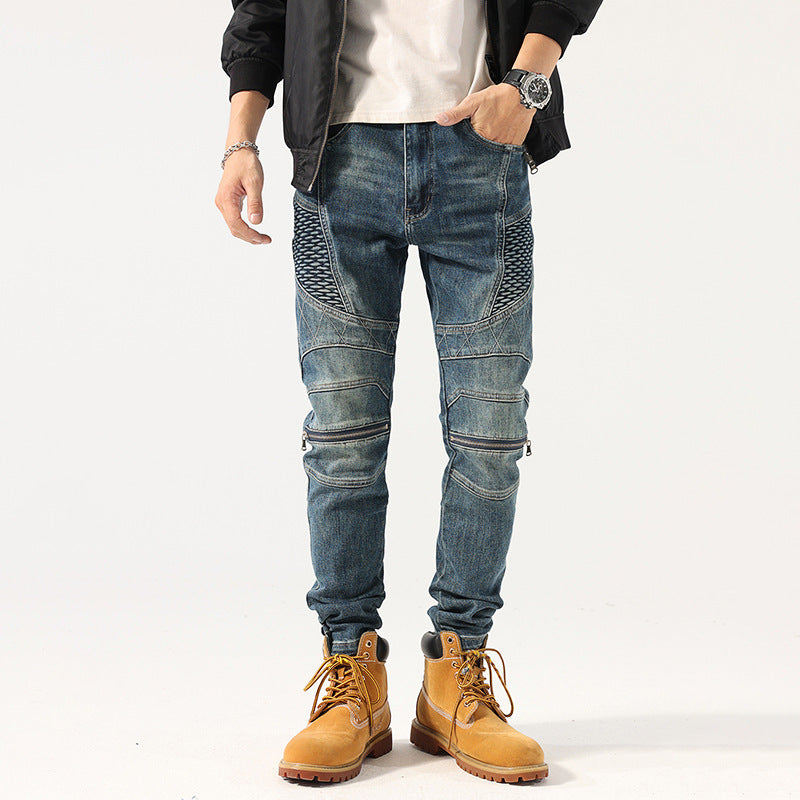 Stretch Tight Men's Fashion Street Slim Fit Jeans Casual - Nyaabs